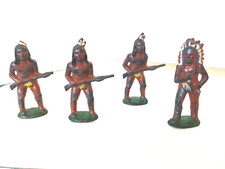 Vintage 1930  s Barclay Manoil Indian Chief and 3 Braves Cast Lead