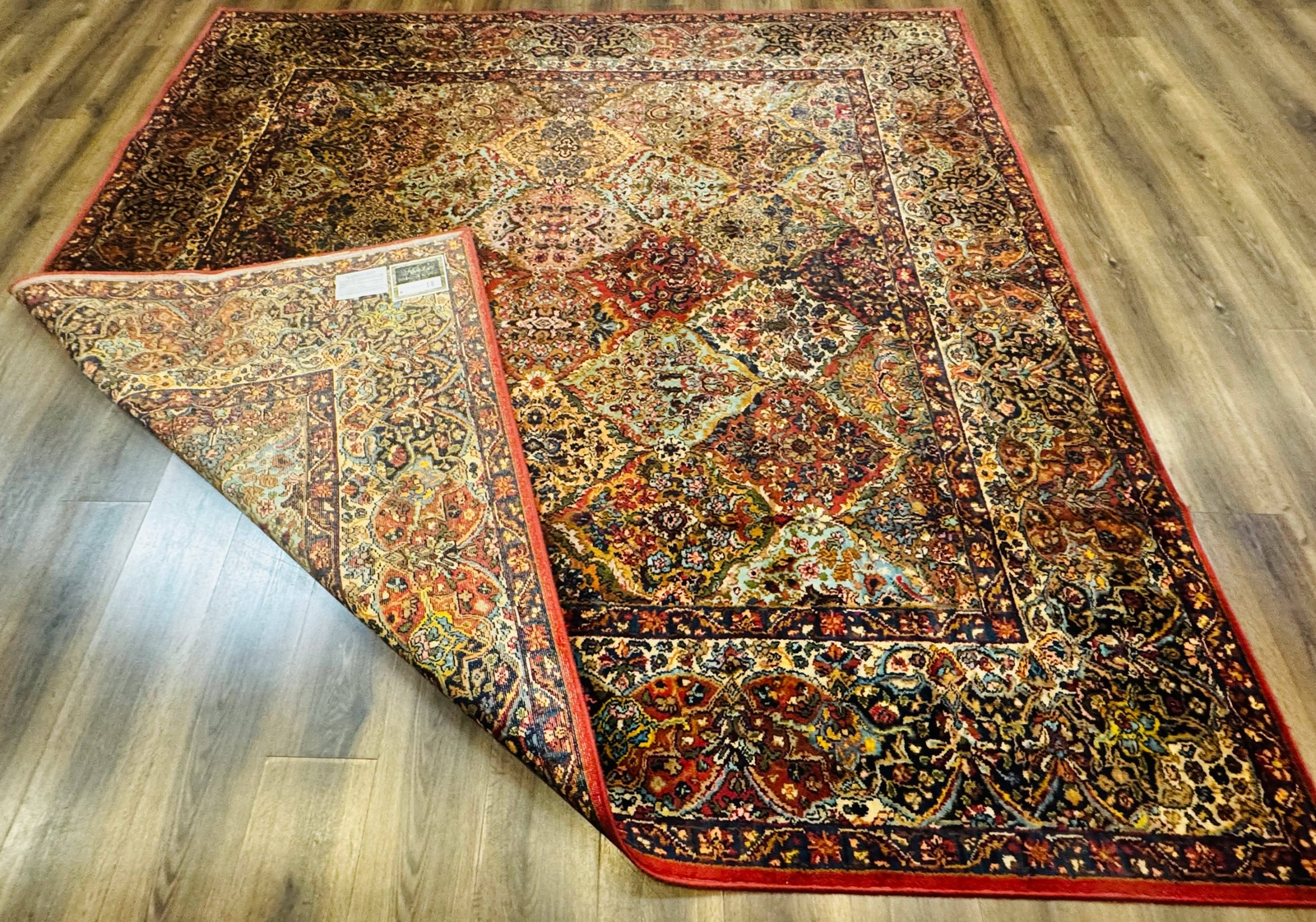 Square Karastan Multicolor Panel Kirman Rug #717 Rare Size 8.8 x 8.8 Wool