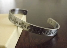 Oxidized Silver Pure Copper Magnetic Bracelet Arthritis Therapy Cuff Aztec Roman