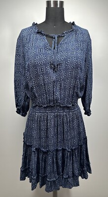 Women's Walker & Wade Blue Geometric 3/4 Sleeve Mini Dress Size XS