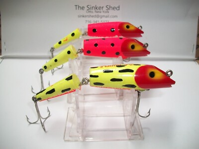 LOT OF 3 - VINTAGE ARBOGAST HULA HOOPLE LURES - fisherman paint job #1  - P02