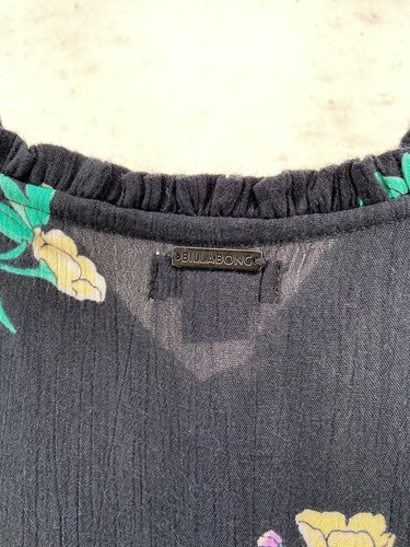 Abito BILLABONG donna X-Small blu bordi dolci floreale boho midi nuovo senza etichette $66 - Foto 12 di 13