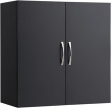 Stylish Black Wall Cabinet for Laundry, Bathroom, Kitchen  Garage Storage