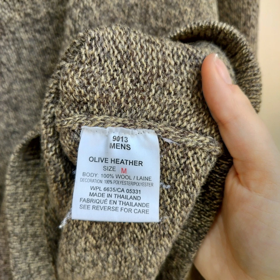 Woolrich Mens Olive Heather 1/4 Zip Pullover Sweater M 9013 - Image 4 of 4