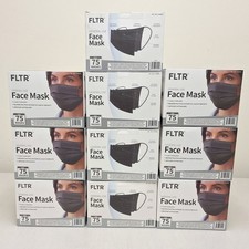 FLTR Maschera Viso Monouso Uso Generale Nera Confezione da 75 - 10 Scatole 750 Totali