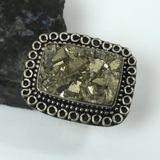 Apache Pyrite Druzy Gemstone Handmade Ring Jewelry Gift US Size-7.25 AR 18178