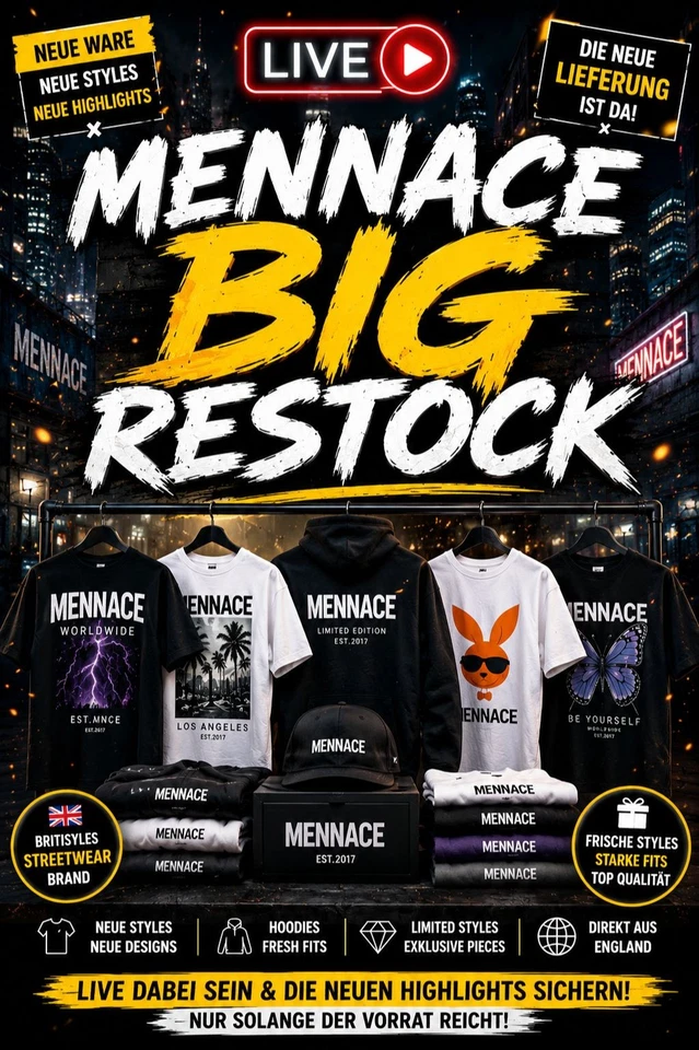 🚨🔥 MENNACE BIG RESTOCK 🔥🚨Neue Styles • Neue Fits • Neue Highlights