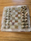 Table Chess Set. Green, White & Brown Marble Onyx. 12”x12” — photo 3