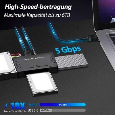 IDE SATA USB Adapter, USB 3.0 HDD Adapter inkl.  12V 2A Netzt. für 2,5 & 3,5