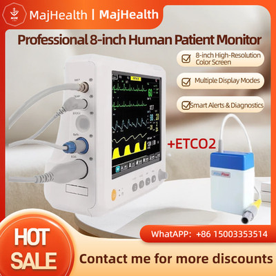 8'' Patient Monitor w/ETCO2-Multiparameter Vital Signs Monitor for Clinical Use