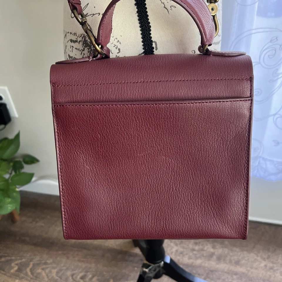 Lauren Ralph Lauren Millbrook Handle Crossbody Aubergine Leather Dark Academia - Image 3 of 4