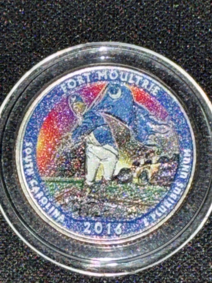 Fort Moultrie 2016p America The Beautiful Colorized Washington Quarter UNC  - Image 3 of 4