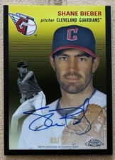 Shane Bieber 2023 Topps Chrome Platinum #/10 Autograph Black Refractor No.CPA-SB