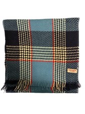 Highland Vintage Blue Plaid Wool Scarf Mens