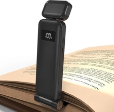 Rechargeable Reading Book Light with Clip & Battery Indicator - 9 Black