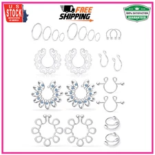 11 Pairs Hypoallergenic Non-Piercing Nipple Rings - Stainless Steel Jewelry Set