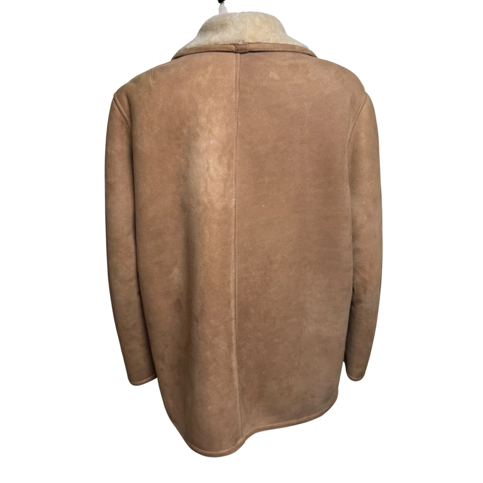 Vintage 70s Norm Thompson Mens 40 Shearling Sheepskin Coat Tan Suede Jacket - product detail image 2