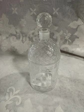 Vintage Guerlain Bee Embossed Glass Empty Perfume Bottle | France 1960s (5.5 “)