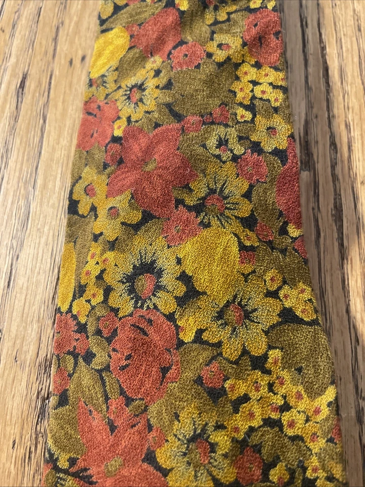 Винтажный мужской галстук Tango By Max Raab из шерстяной смеси с цветочным рисунком США - Изображение 3 из 4