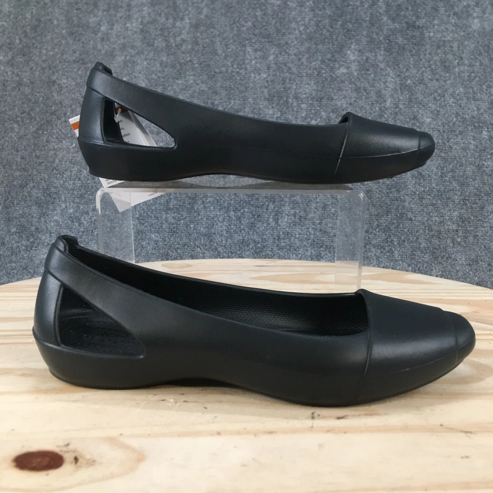 Crocs Shoes Womens 9 Black Sienna Ballet Flats Iconic Comfort Slip On 202811 NEW - Image 2 of 4