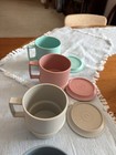 4 Vintage Tupperware Coffee Cups Pastel Colors # 1312 Stackable 8oz — photo 2