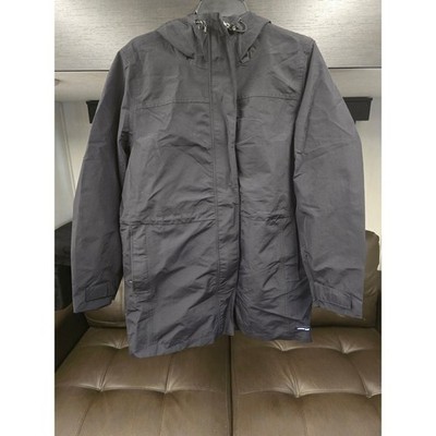 Lands' End Womens Black Waterproof Hooded Rain Parka Jacket Fleece Lined Medium