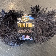Lion Brand Yarn - Fun Fur - 153 Black - 64 YD Italy
