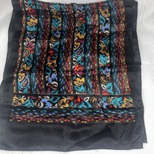 THE SPECIALTY HOUSE Made In Japan Black Multi Colored Silk Scarf