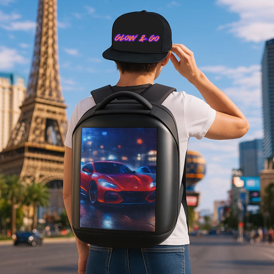 Mochila LED con pantalla programable - Glow&Go Foto 2 de 3