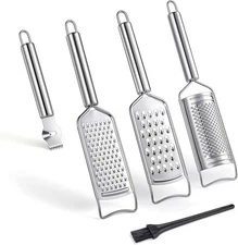 Stainless Steel Cheese Grater Set, Set of 5 Kitchen Grater & Peeler & Slicer, Le