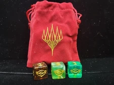 Magic the Gathering Lord of the Rings Promo Velvet Dice Bag & 3 different Dice