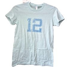 American Apparel T-Shirt Women S Blue no. 12 Graphic Tee Short Sleeve USA MADE