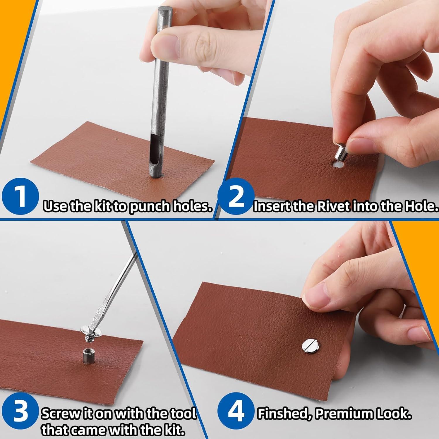 ​150 Sets Black Chicago Screws Assorted Kit M5 x 5mm-20mm for Leather