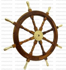 Nautical Style Brass Handle Wall Decor 36 Inch Ship Wheel Steering Collectible
