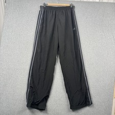 Adidas Track Pants Mens Medium Black 3 Stripe Lined Pull On Joggers Athletic