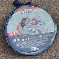 Swimways Baby Spring Float Pool Sun Canopy 9-24 Mths Blue Infant Toddler -Step 1
