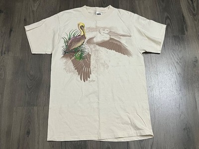 Vintage Pelican Graphic T Shirt Cliff Bonamie Bird Nature Tee Mens Large