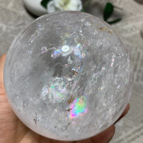 2.71LB  Natural White Crystal Clear Quartz Crystal Sphere Ball Healing697