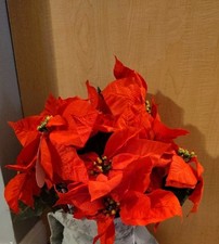 Artificial Poinsettia Deluxe Bushes 2 Bushes Artificial Christmas Flowers Red