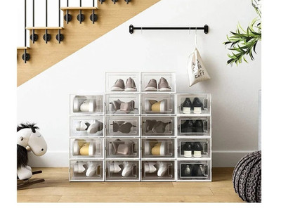 Schuhboxen 18er Set Aufbewahrungsboxen für Schuhe Schuh-Organizer Bis Größe 44