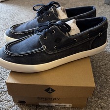 Mens Sperry Wahoo 2 Eye Navy Casual Boat Shoes