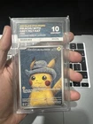Pikachu Grey Felt Hat 085-Ace Grading 10 Perfect with Sub-Grades & Ace Label