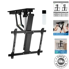 Space-Saving Electric Ceiling TV Mount - Adjustable for 32-70 Inch TVs, 80° Tilt