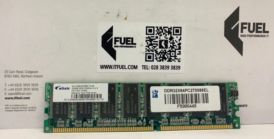 Elixir   256MB DDR ram memory module  PC-2700-  M2U25664DS88C1G-6K - Image 2 of 3
