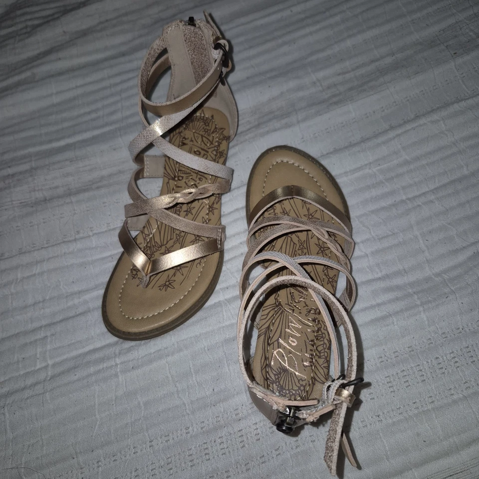 Blowfush Malibu Niñas Zapatos Sixe 1 Tirantes Sandalia Dorado Desnudo Tostado Marrón Foto 4 de 4