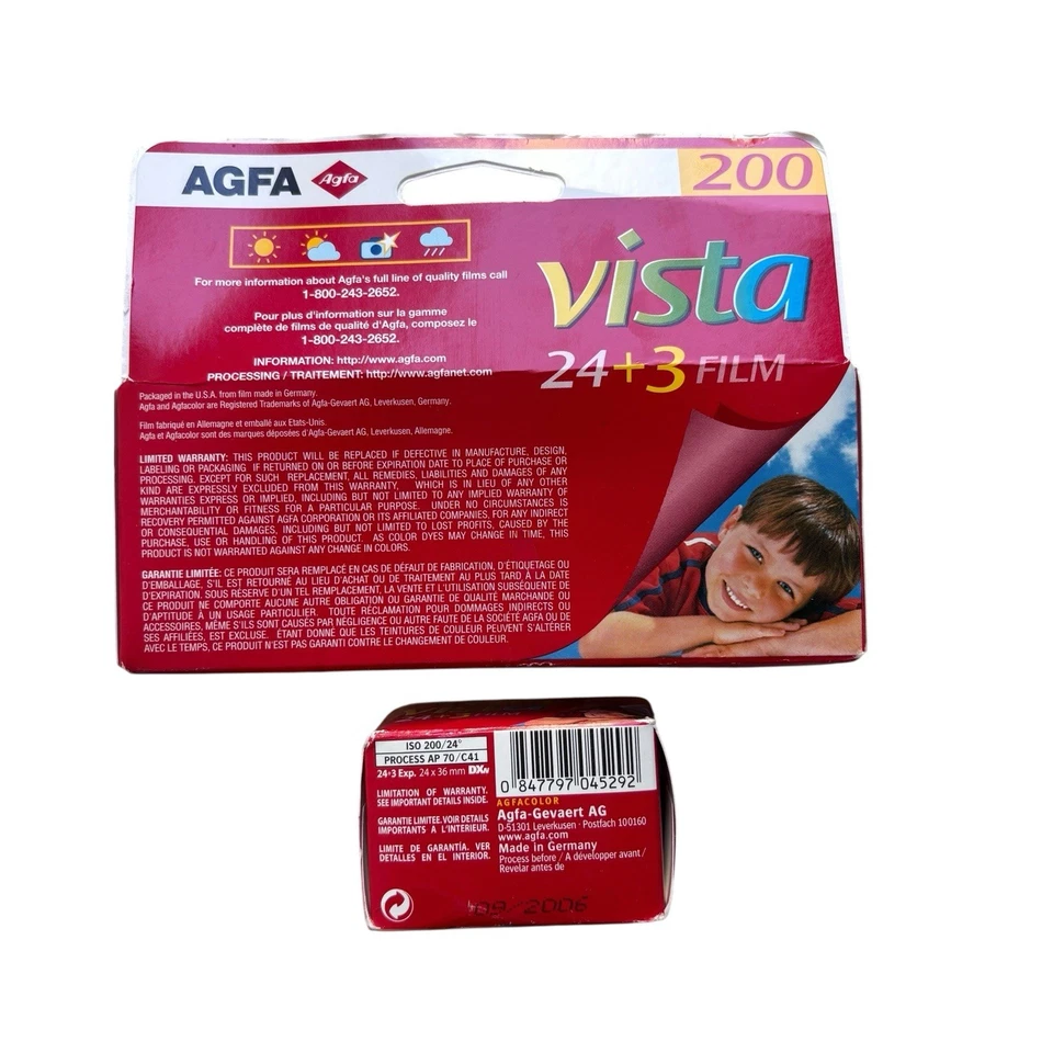 Agfa Vista 200 35mm Film 5 Rolls Sealed Boxes Expired 06/2006 - Image 4 of 4