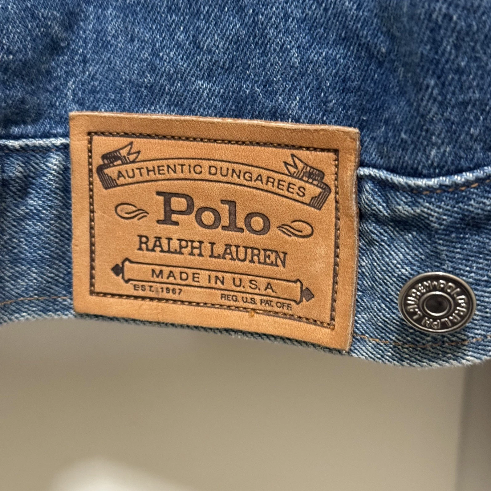 VTG Polo Ralph Lauren Authentic Dungarees Denim Trucker Jacket Corduroy Collar L - product detail image 4