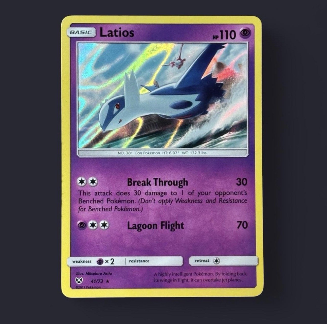 Latios 41/73 NM Holo Rare Latias Ocean Art Sun & Moon Pokémon Card!