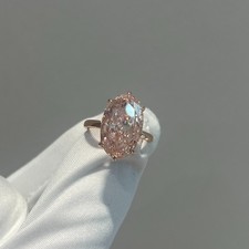 3ct Pear Cut Fancy Vivid Pink Lab Created Diamond Engagement Ring 18K Gold