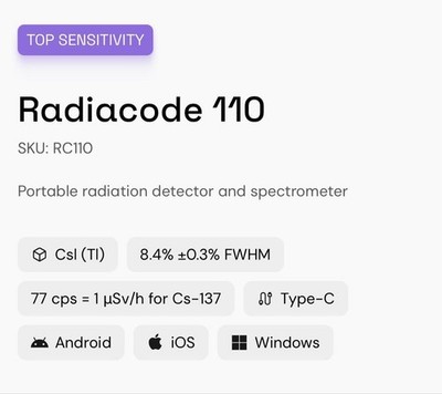 Radiacode 110 Radiation Detector MCA Function Tested